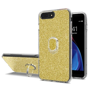 wholesale custom glitter cover phone cases with ring holder for IPhone 7 8 plus