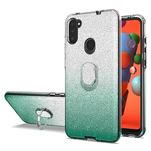 Trendy design crystal ring kickstand phone case with glitter for Samsung Galaxy A11