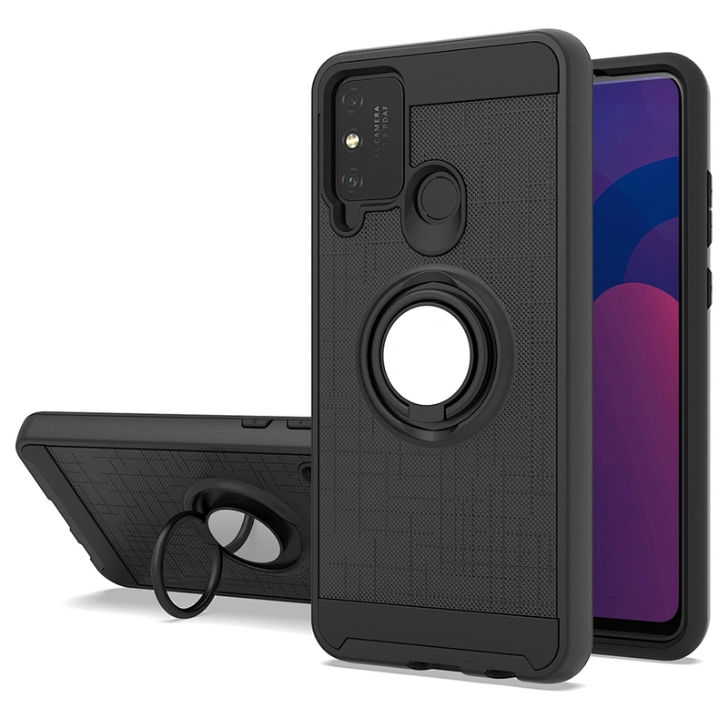 Cloth pattern cell phone case back cover with 360 finger ring holder for Huawei Y5P Y7P Y6P