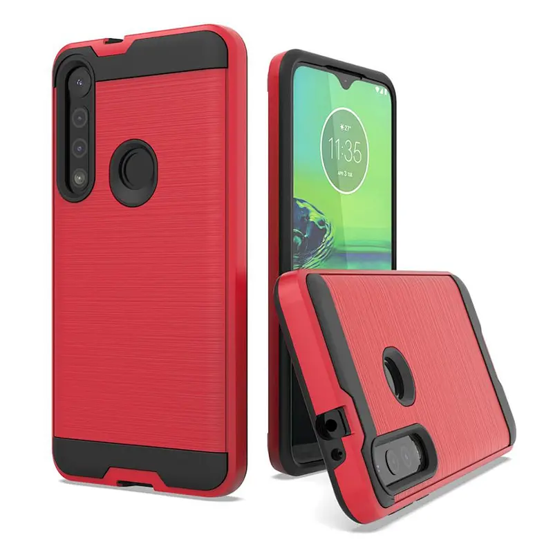 Brushed Design Carbon Fiber Armor Soft TPU Back Cover Case For Moto G8 Play G8 plus