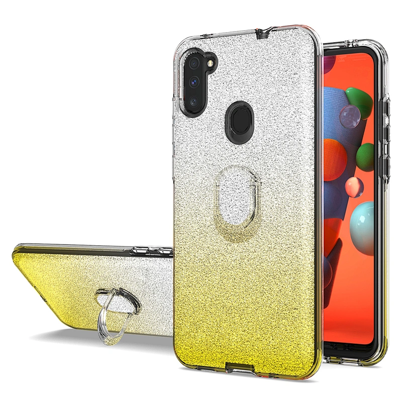 2 in 1 Customized shinning PC TPU glitter phone case for Samsung A11 A21 A51 A71
