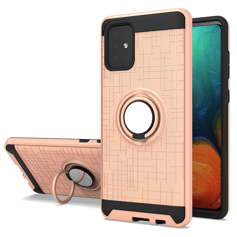 Anti scratch rose gold phone case with 360 rotating ring holder for Samsung Galaxy A71