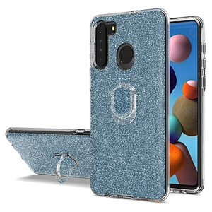 Crystal mini finger ring glitter cell phone cases estuche for Samsung Galaxy A21