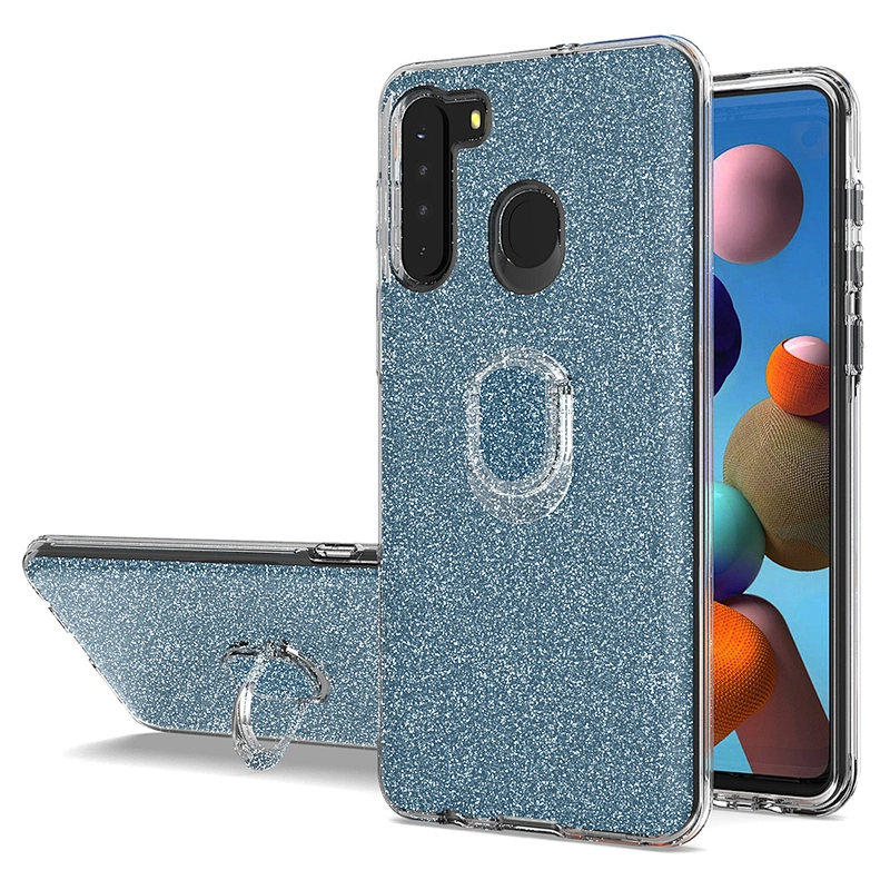 Crystal mini finger ring glitter cell phone cases estuche for Samsung Galaxy A21