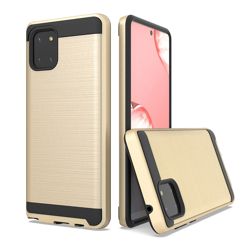 Brushed Metal Back Cover TPU PC Dual Layer Cell Phone Case For Samsung Note 10 Lite A81 M60S