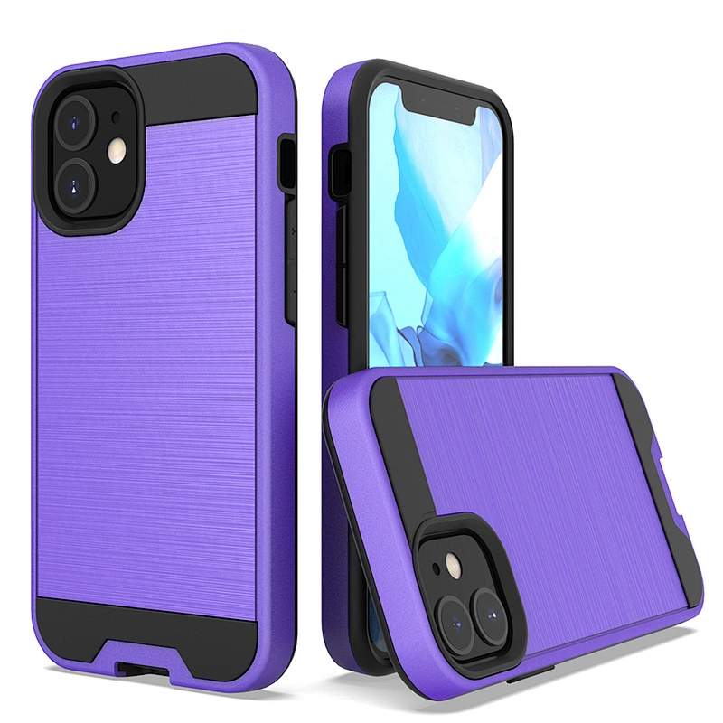Brushed Metal 2 in 1 Combo No Slip Soft TPU cell phone cases For IPhone Xr Xs Max 11 Pro Max 12