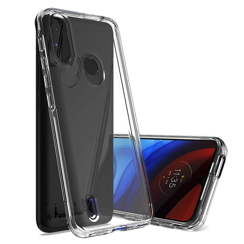 OEM logo 2 in 1 combo clear 3D high transparent phone cover case for Motorola E7 G Power 2021