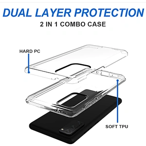 Anti shock crystal clear transparent pc tpu phone case cover for Motorola E7 power 2021