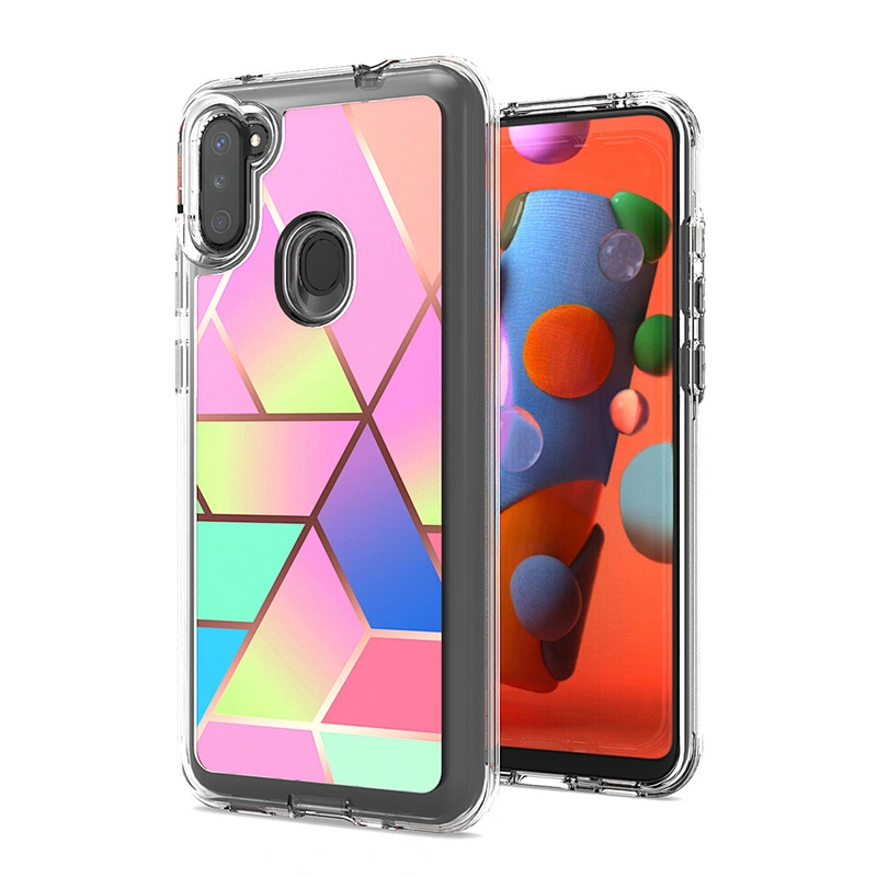 2020 Best selling Rose Gold Metallic Triangle Colorful Marble Desgin custom print phone case for Samsung A11