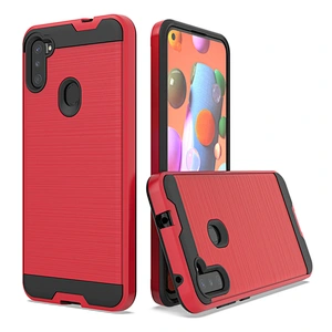 Anti fingerprints tpu pc dual protection custom brushed metal phone cover for Samsung A11