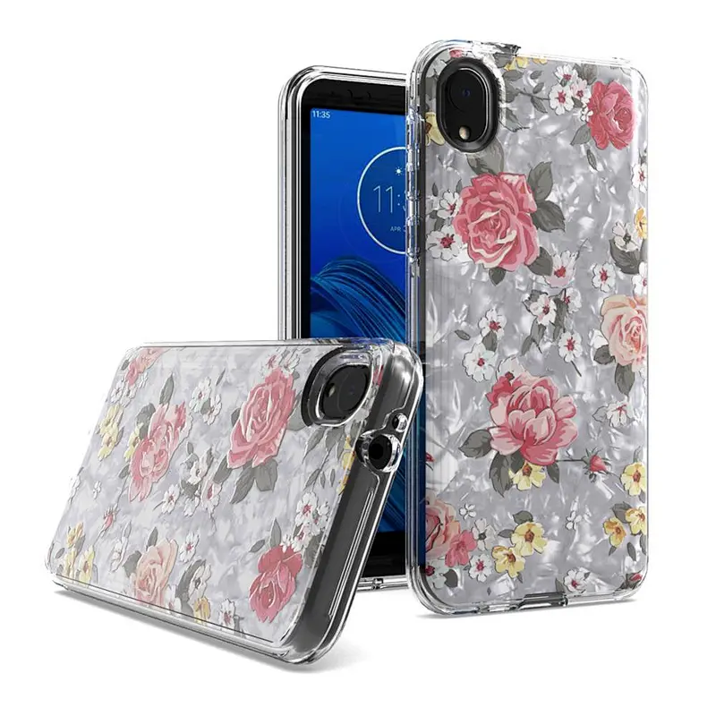 hot selling flower printing phone case for Motorola E6 shell paper phone cover