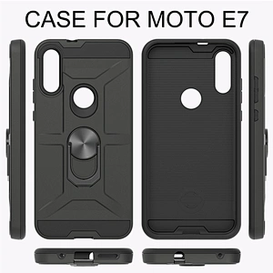 2020 unique metal ring bumper phone cover smartphone case with kickstand for Motorola E7 E 2020