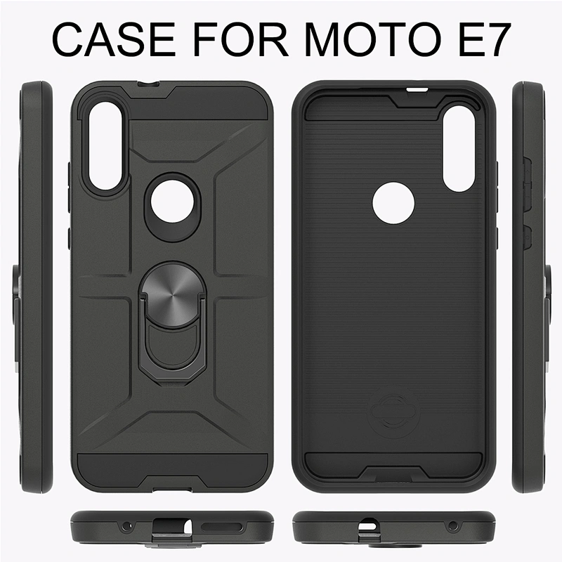 2020 unique metal ring bumper phone cover smartphone case with kickstand for Motorola E7 E 2020
