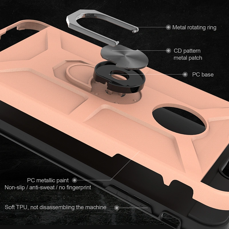 Rose gold tpu pc drop proof phone case with ring holder for iPhone 6 7 8 Plus 11 Pro Max