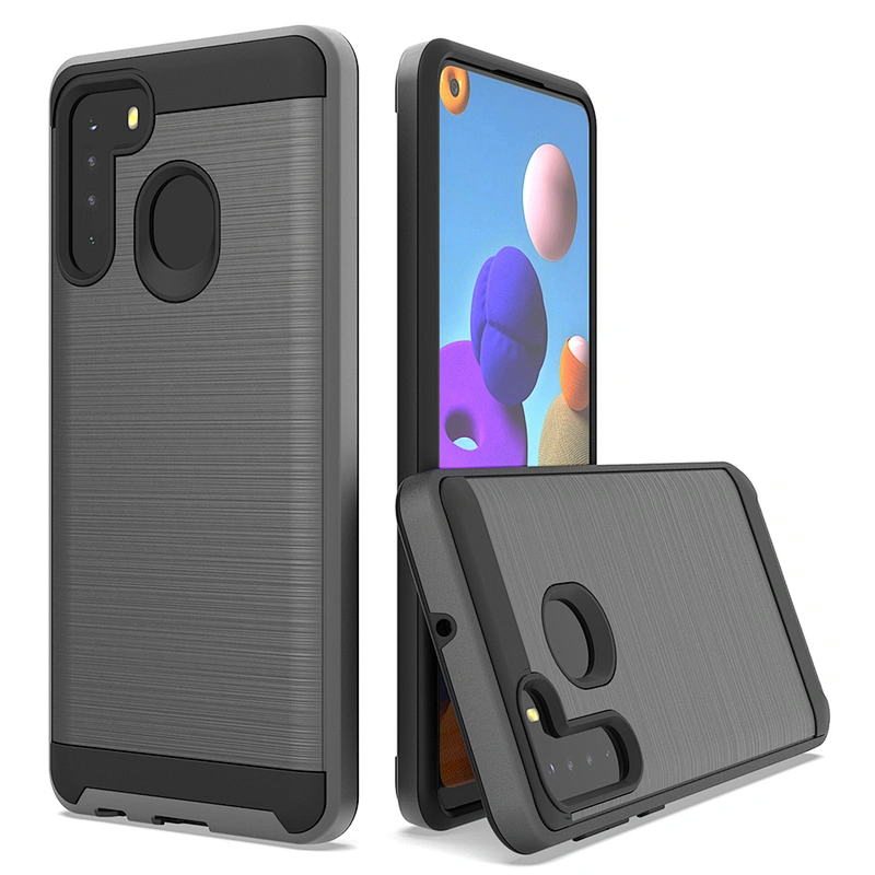 2020 hot model fundas de celular brushed metal design mobile phone case for Samsung A21