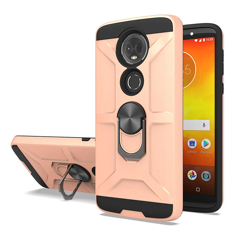 New arrival tpu pc shockproof phone case detachable back cover with ring holder for Motorola E5 Plus
