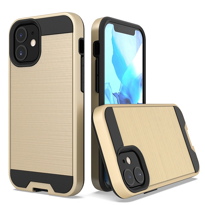 Brushed Metal 2 In 1 Hybrid Phone Cover Custom Mobile Phone Cases For iPhone 11 Pro Max 12 Mini