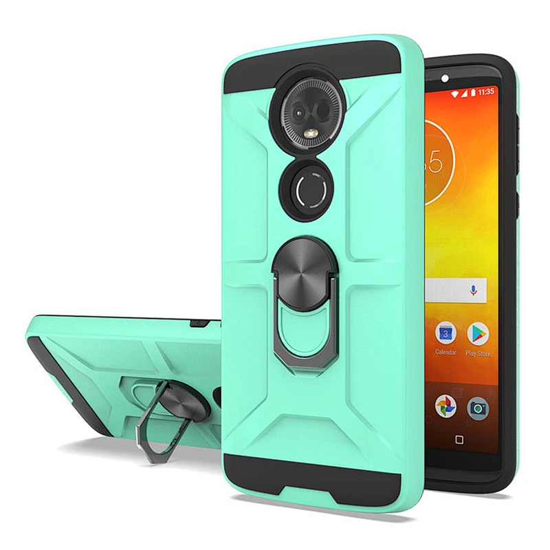 Best selling 2 in 1 dual layer mobile phone case with ring kickstand for Motorola E5 Plus