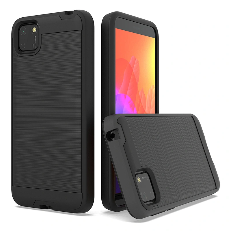 Non slip wire drawing design tpu pc 2 in 1 mobile phone case for Huawei Y5P Y6P Y7P 2020