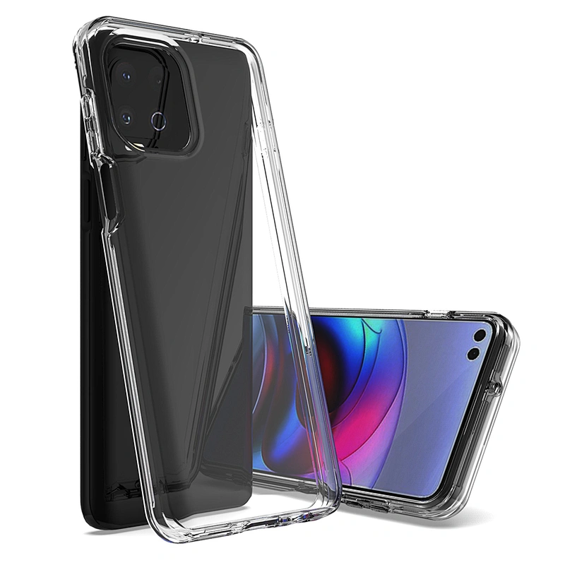 Good quality clear phone case transparent back covers with box packaging for Motorola Edge S
