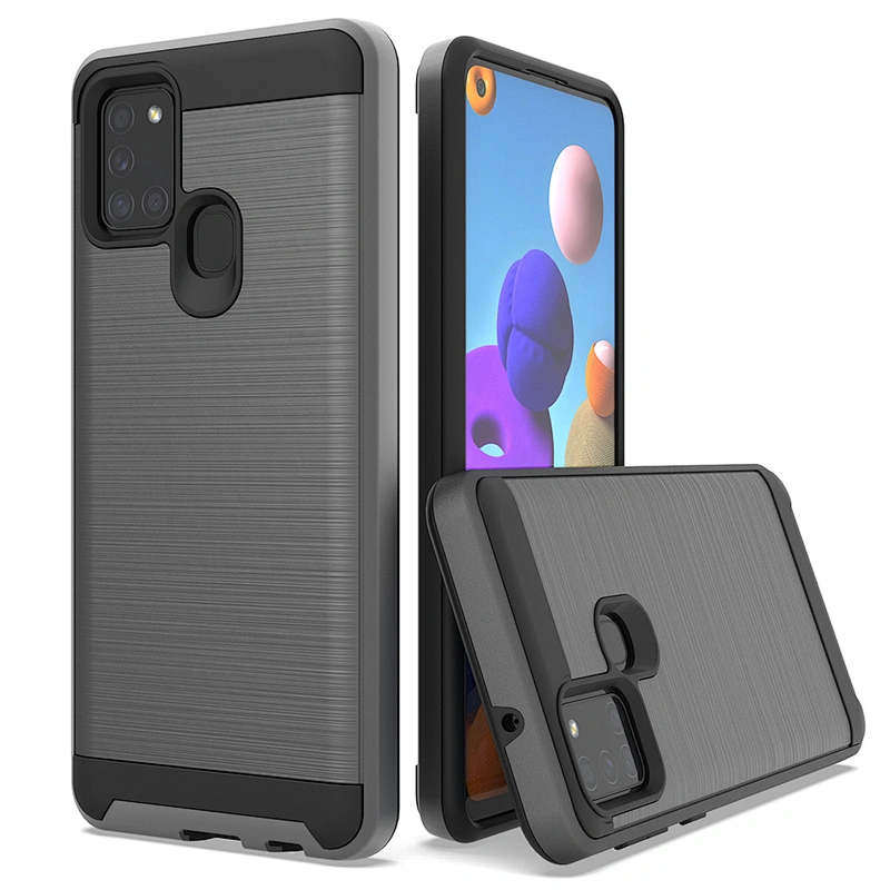 Android Brushed Metal Logo Custom Cell Case Phone Covers For Samsung A31 A71 A21S Note 20 Plus