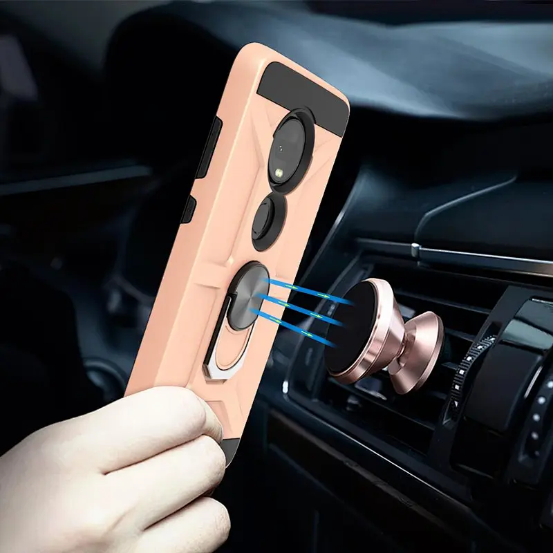 Shockproof mobile accessories cell phone covers with ring kickstand for Motorola G7 play