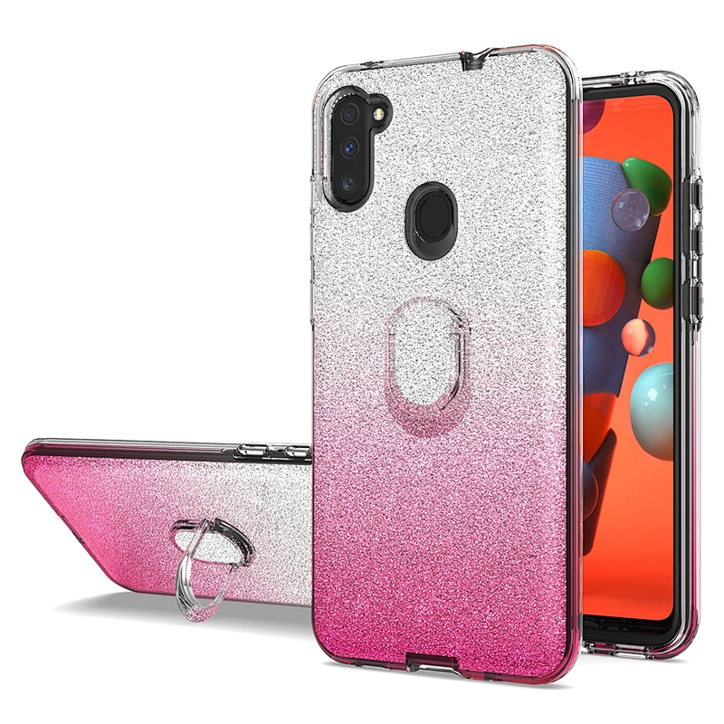 2 in 1 Customized shinning PC TPU glitter phone case for Samsung A11 A21 A51 A71