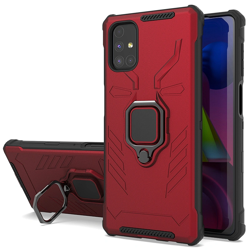 Ring kickstand cover mobile cell phone case with four corner bumpers for Samsung M51