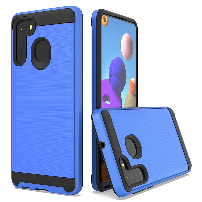 New launching Hybrid 2 in 1 brush metal mobile phone case for Samsung note10 plus A11 A21