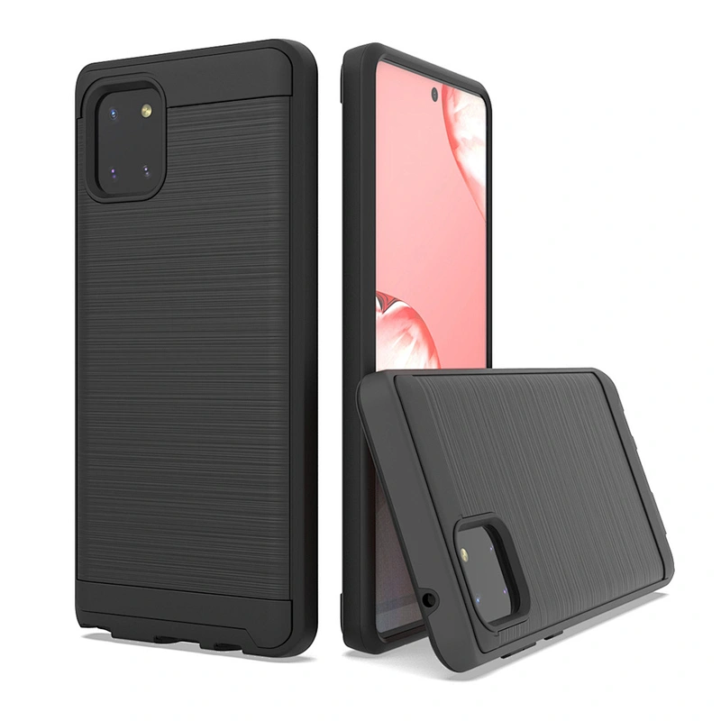 Shockproof Hard PC Soft TPU Wire Drawing Mobile Cell Phone Case for Samsung A81 A91 S10 Note 10 Lite