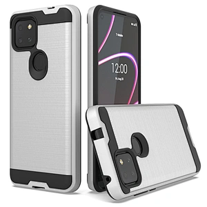 Anti Scratch With Customized Logo Brushed Metal Surface Phone Cases For TCL revvl 4 Plus 5G