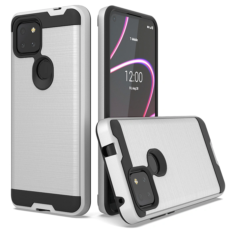Anti Scratch With Customized Logo Brushed Metal Surface Phone Cases For TCL revvl 4 Plus 5G