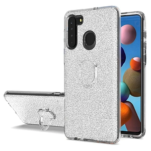 Crystal mini finger ring glitter cell phone cases estuche for Samsung Galaxy A21