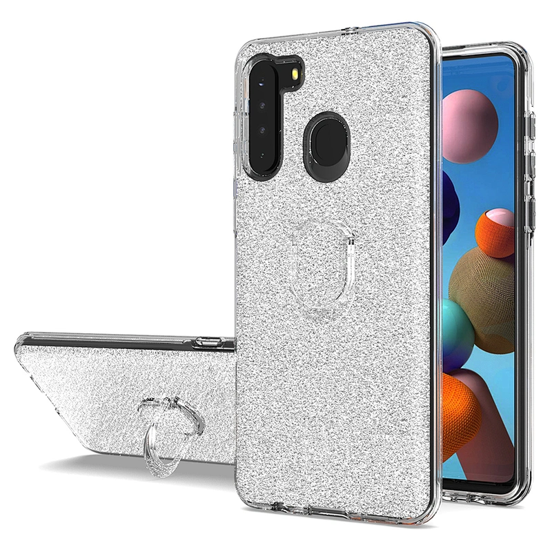Crystal mini finger ring glitter cell phone cases estuche for Samsung Galaxy A21