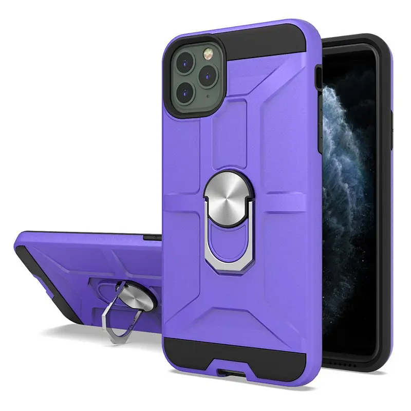 360 Degrees Rotatable Metal Ring Bracket Matte Finish Shockproof Phone Cover for iPhone 11 Pro Max