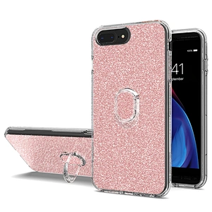 wholesale custom glitter cover phone cases with ring holder for IPhone 7 8 plus