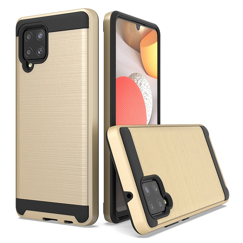 Protective accessories carbon fiber brushed metal cell phone case for Samsung A42