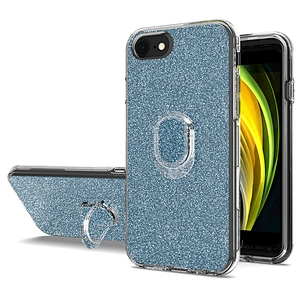 PC TPU 3 in 1 bling glitter fundas phone cover case with ring for Apple iPhone 6 7 8 9 SE