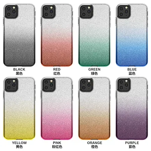 Shiny Bling Gradient Color Glitter High Transparent Cell Phone Case For IPhone Xr Xs Max 11 Pro Max 12