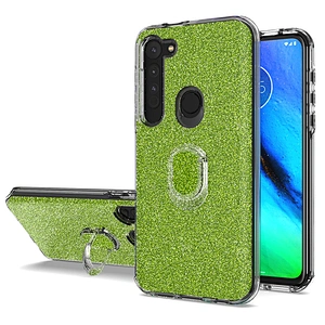 Glitter gold phone case with ring holder for Motorola Moto G8 Plus Power G Stylus