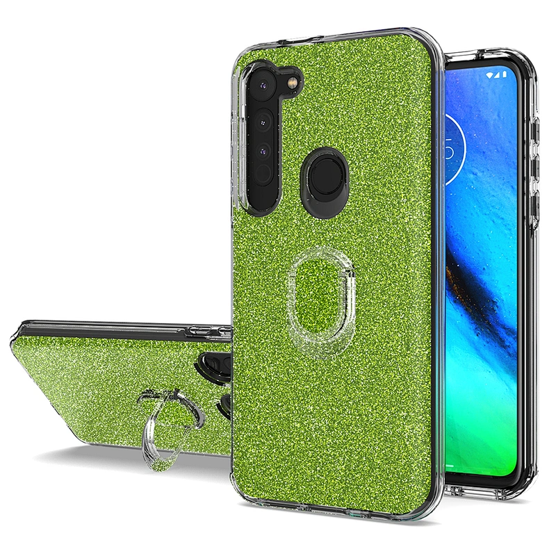 Glitter gold phone case with ring holder for Motorola Moto G8 Plus Power G Stylus