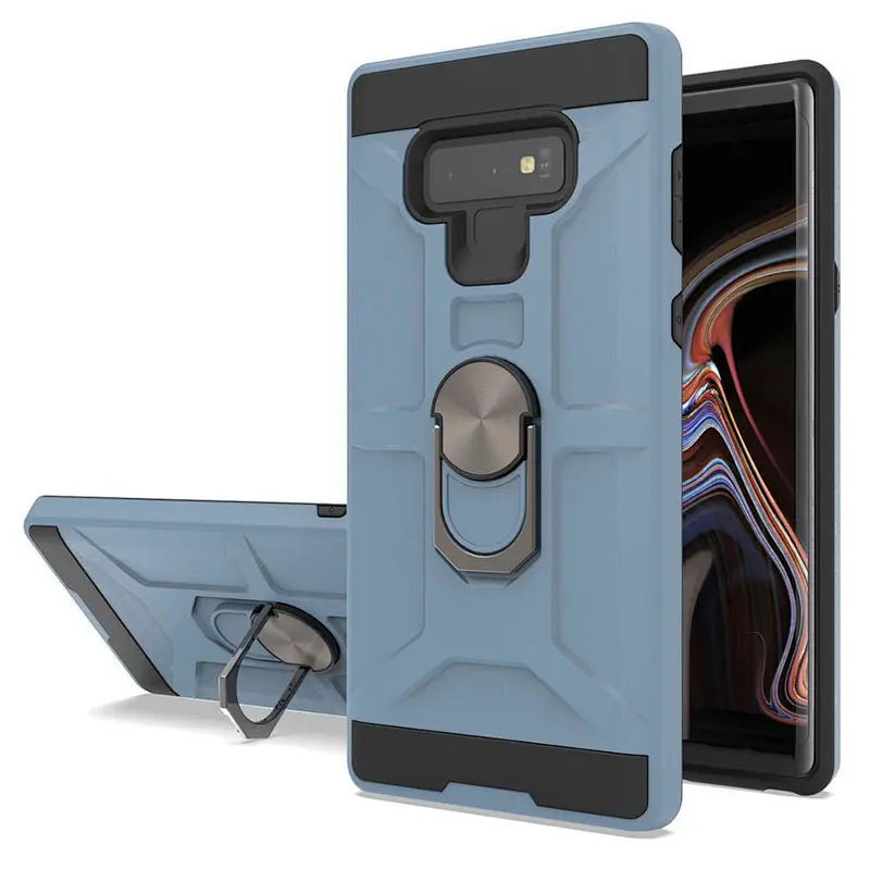Dual layer phone case for Samsung shockproof cellphone cover with ring kickstand for Samsung Note 9