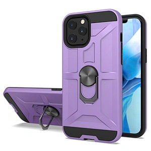 Custom LOGO combo PC TPU ring holder kickstand mobile phone case for iPhone 12 pro max mini funda celular