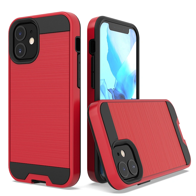 Brushed Metal 2 in 1 Combo No Slip Soft TPU cell phone cases For IPhone Xr Xs Max 11 Pro Max 12