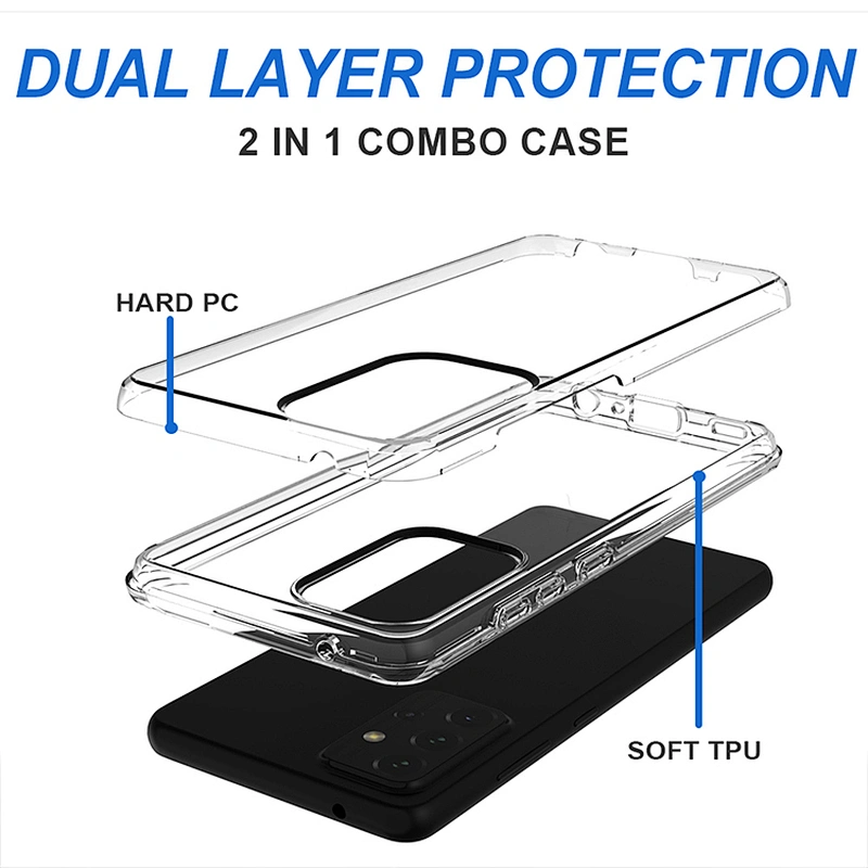 Best quality ultra hybrid transaprent pc tpu phone case for Samsung A72 A52 A02S