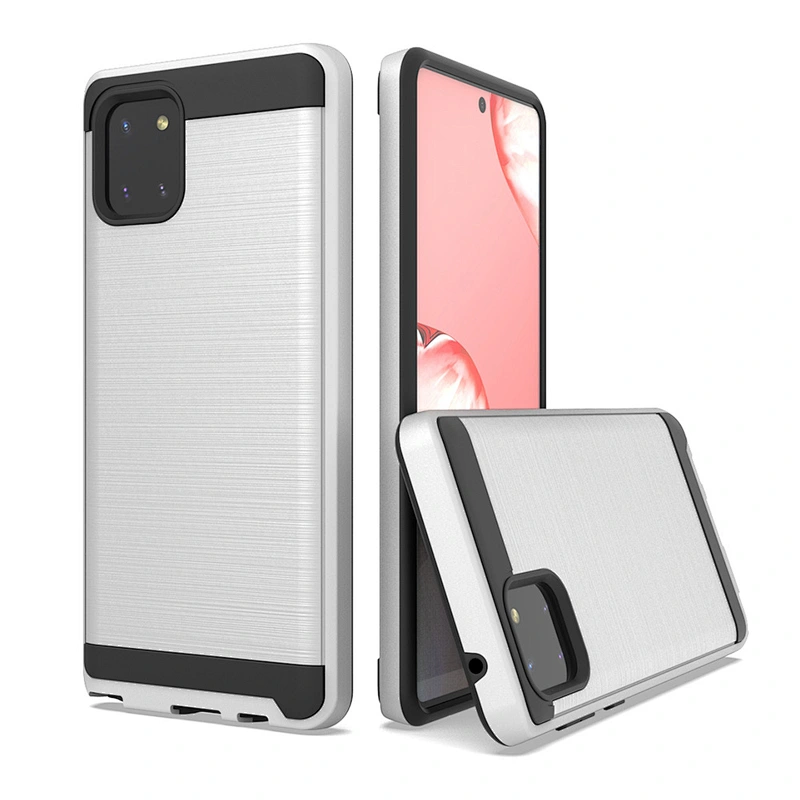 Shockproof Hard PC Soft TPU Wire Drawing Mobile Cell Phone Case for Samsung A81 A91 S10 Note 10 Lite