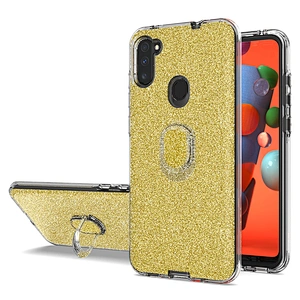 New trendy glitter ring holder phone case with mini support function for Samsung Galaxy A11