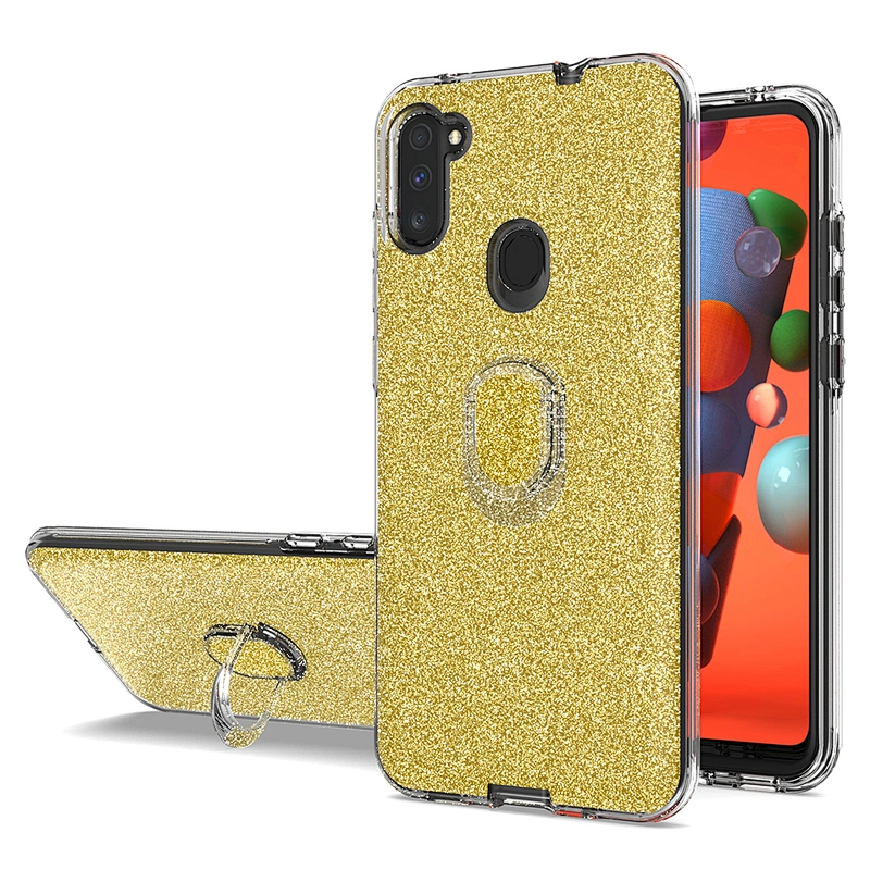 New trendy glitter ring holder phone case with mini support function for Samsung Galaxy A11