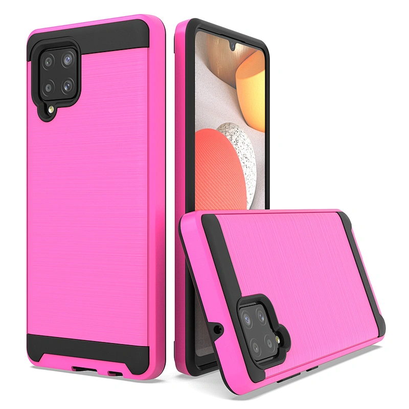 Protective accessories carbon fiber brushed metal cell phone case for Samsung A42