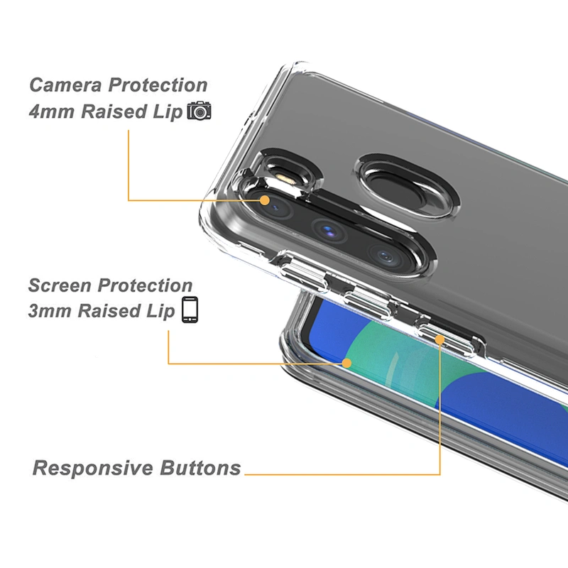 Custom logo PC mobile cover clear cell phone case for Samsung A21 J2 core A20S A11 A01 A10E